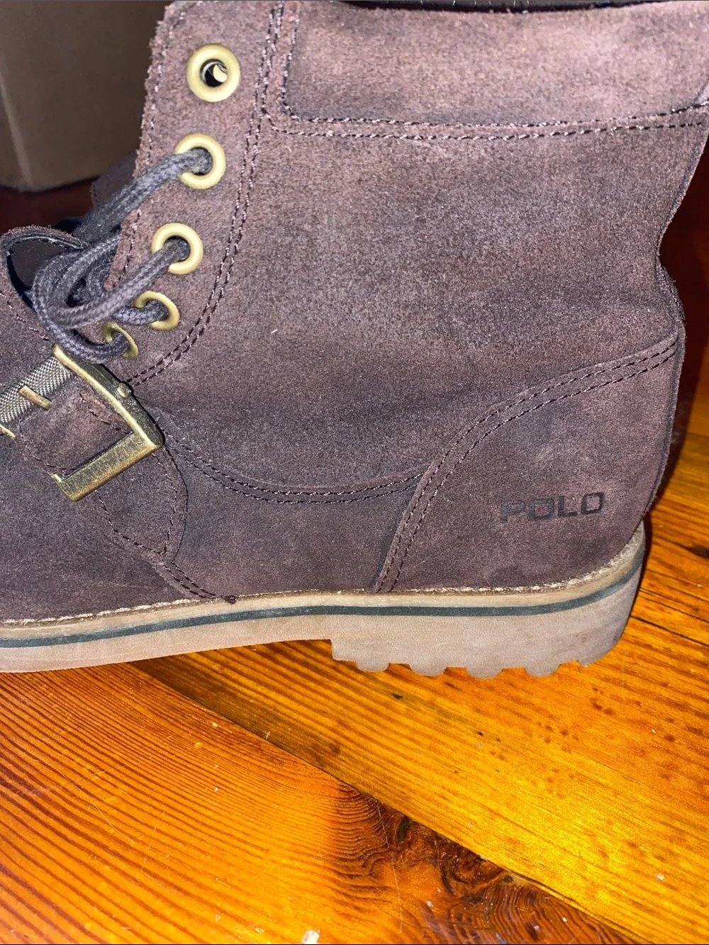 Polo by Ralph Lauren Brown Suede Lace-Up Buckle Boots